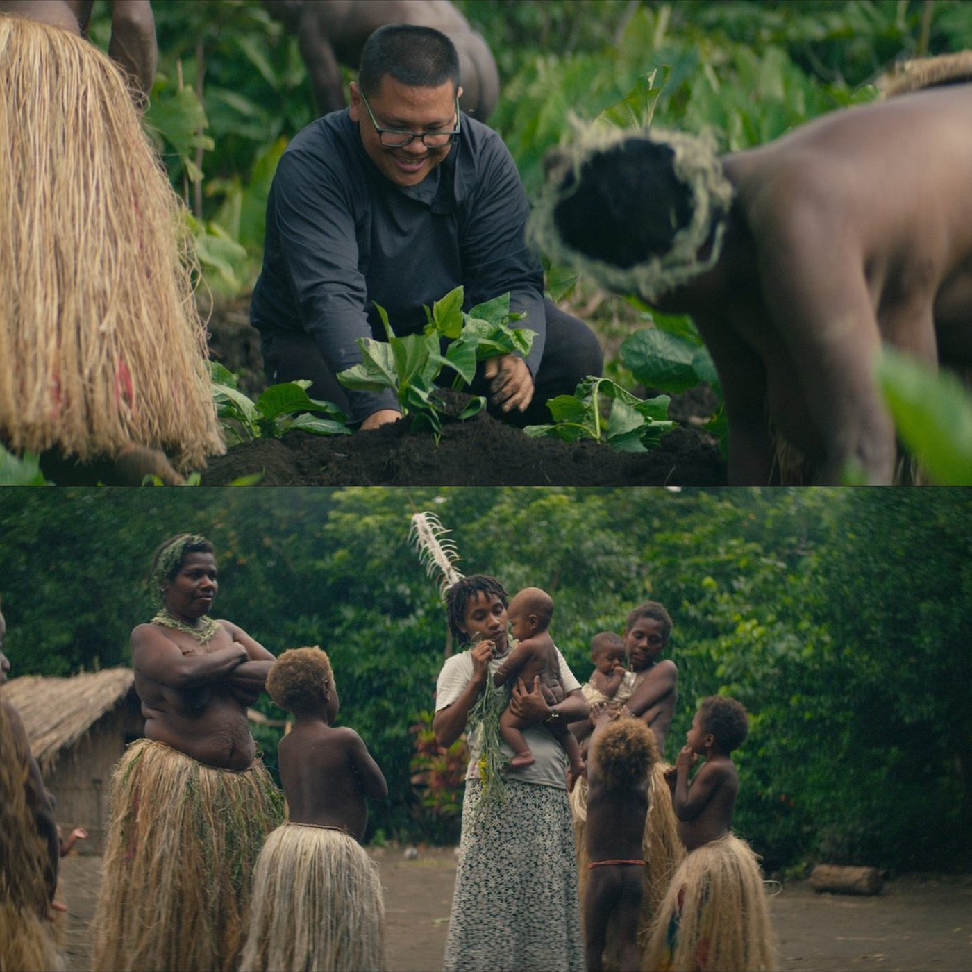 Ralph in Yakel, and the women of Yakel with a child