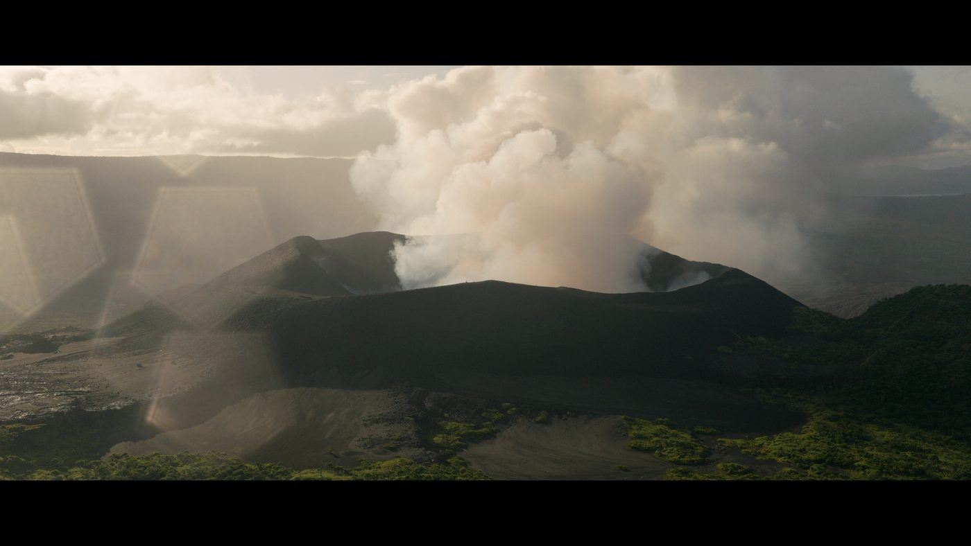 A volcanic ridge in mist